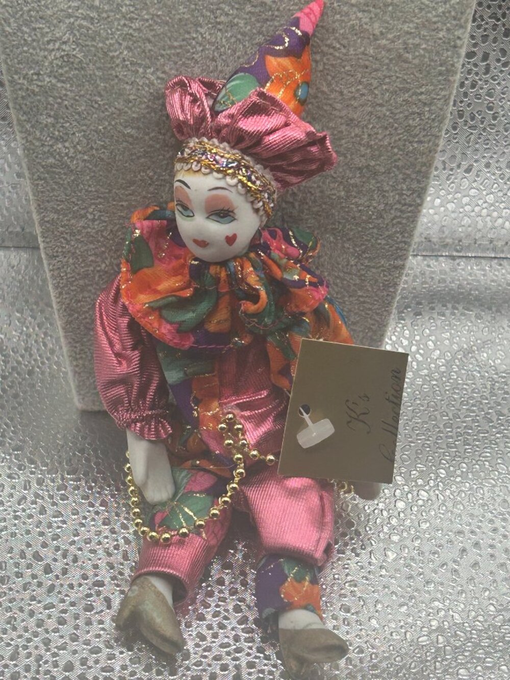 Vintage K's Collection Pink, Orange, Purple and Green Glass Clown Doll